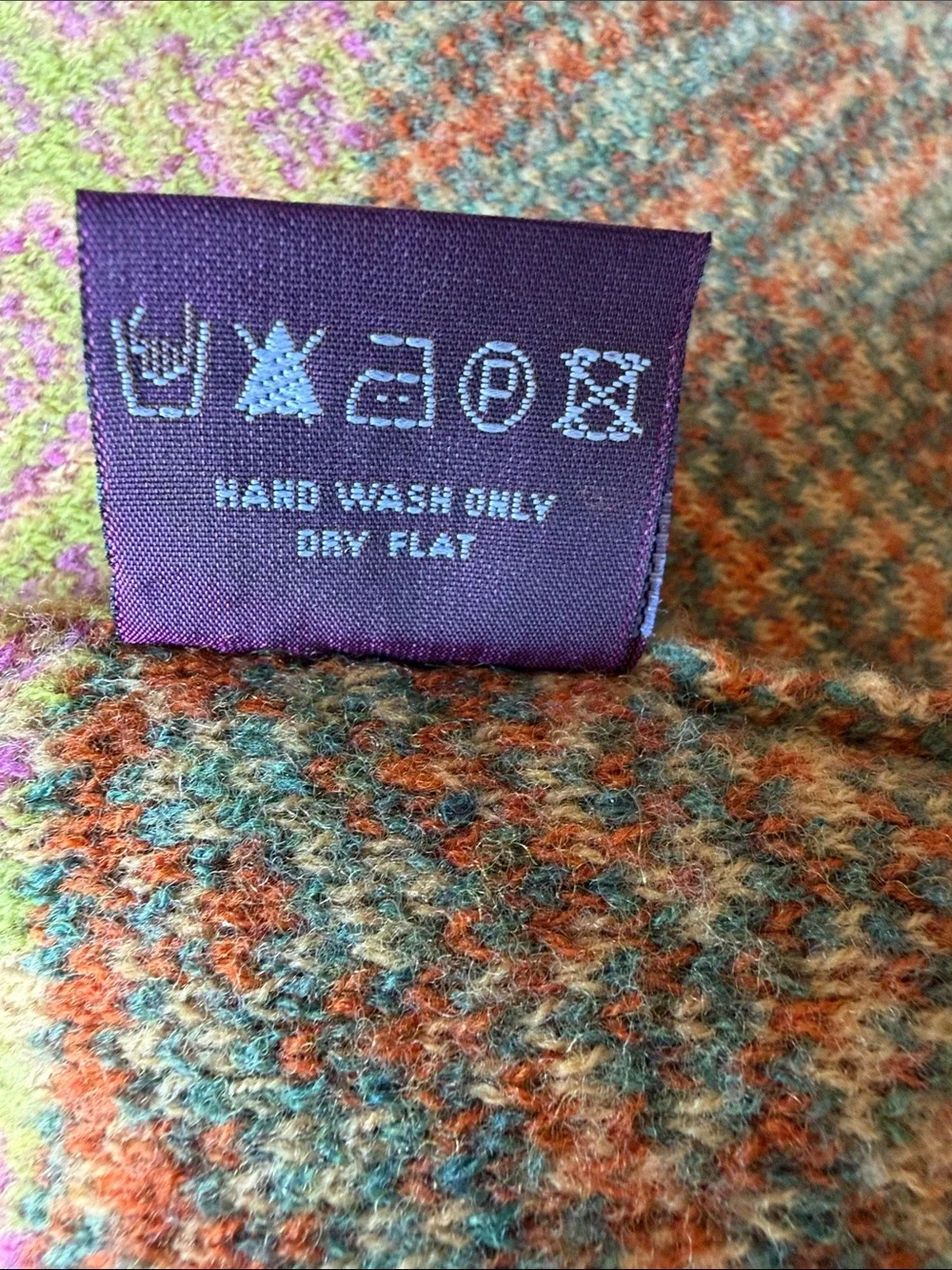 IVKO Extrafine Lambswool Patchwork Cardigan Wrap Sweater Boho MultiColor M Flaws